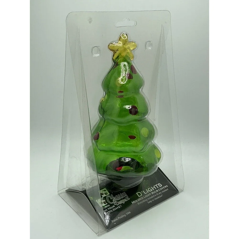 Vintage Cherry Designs D'Lights Green Christmas Tree Molded Light Bulb Cover